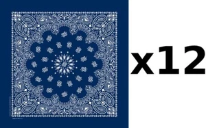 100% Cotton Made in USA Bandanna (Navy Blue) DOZEN Paisley 22"x22" Hav-A-Hank - Picture 1 of 1