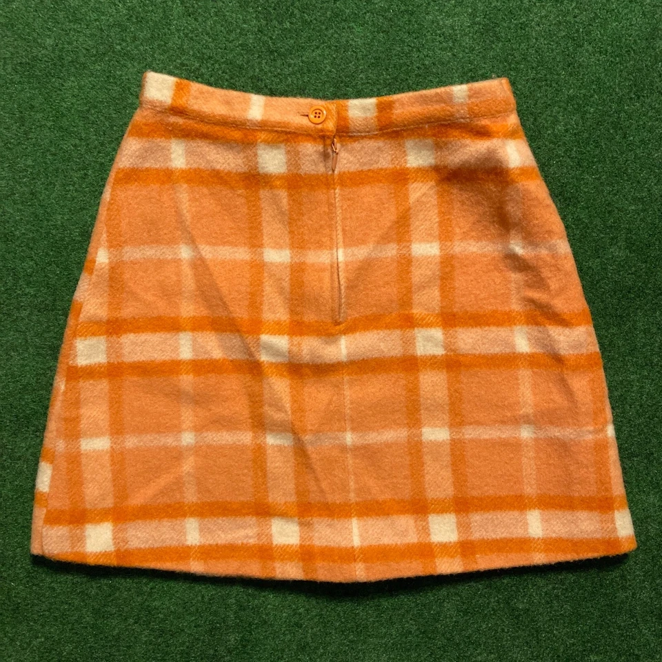 Saia xadrez feminina United Colors of Benetton Sherbet laranja lã linha A 40 - Imagem 1 de 3