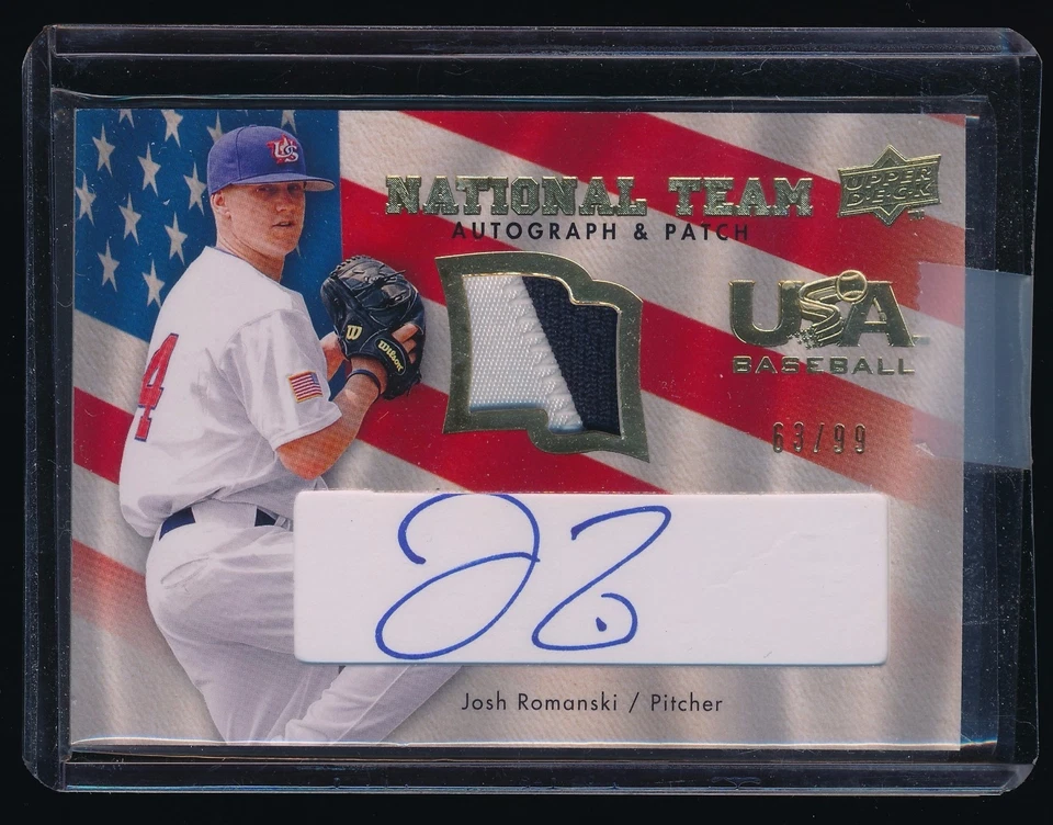 JOSH ROMANSKI 2008 UPPER DECK USA NATIONAL TEAM PATCH AUTOGRAPH AUTO 63/99 - Image 1 of 1