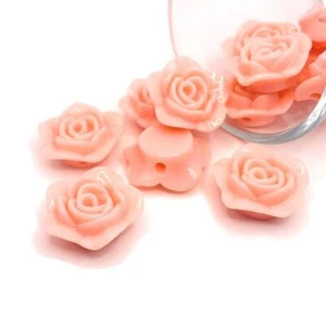 4, 20 or 50 pcs Light Pink Acrylic Rose Beads, Bubblegum Charm-US Seller - LP658 - Picture 1 of 4
