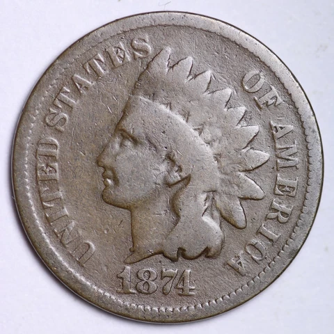 1874 INDIAN HEAD CENT G/VG FREE SHIPPING LOWEST PRICES ON THE BAY Cover