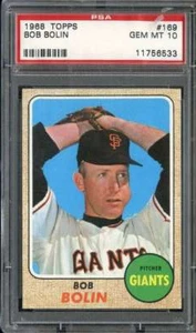 1968 TOPPS #169 BOBBY BOLIN PSA 10 GIANTS POP 3 - Picture 1 of 2