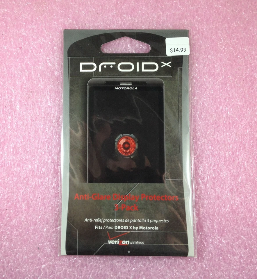 MOTOROLA DROID X ANTI-GLARE DISPLAY PROTECTORS - 3-PACK - BY VERIZON - Image 1 of 2