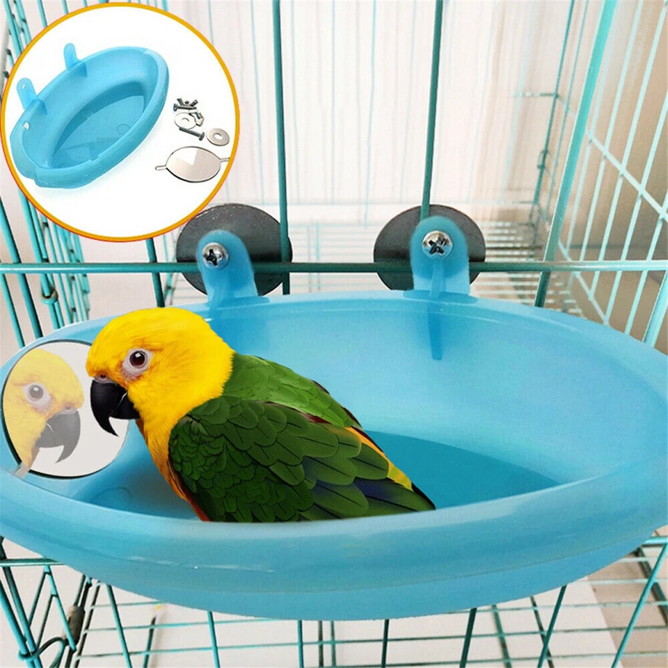 1pc Bird Water Bath Tub for Pet Bird Cage Hanging Bowl Parrots Parakeet Birdbath
