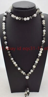 Impresionante Collar Noblet 6/8/10mm Cuarzo Negro Rutilado 108 Cuentas de Oración Foto 1 de 4