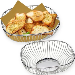 Cestino Pane Filo Quadrato Acciaio Inossidabile 18/10 Piccolo Portatile 20x20cm - Foto 1 di 4