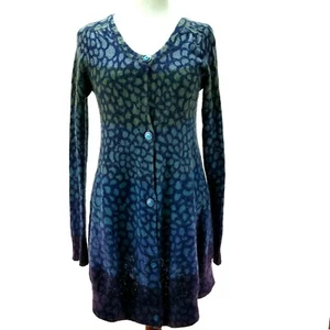 Cárdigan suéter azul leopardo MOTH Anthropologie mezcla lana/alpaca L $138 - Imagen 1 de 9