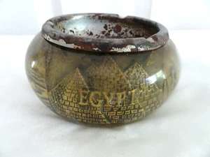 CENICERO DE VIDRIO ARTÍSTICO VINTAGE PESADO - EGIPTO inscrito - oro brillante cuando se sostiene a la luz - Imagen 1 de 6
