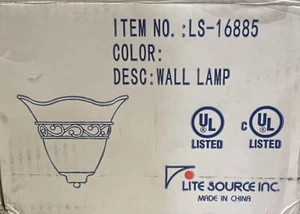 Lite Source LS-16885 Rosina 1-Light Wall Sconce w/Amber Glass Shade in Bronze - Picture 1 of 12