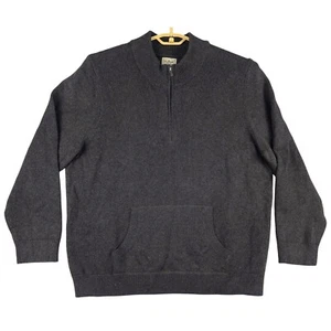 Maglione pullover L.L.Bean 1/4 zip finto collo cotone cashmere grigio XXL - Foto 1 di 5