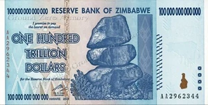 100 Trillion Zimbabwe Dollars UNC Banknote 100% Genuine UNCirculated + IQD + VND - Picture 1 of 17