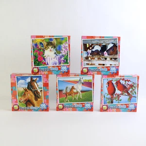 Lot of 5 Puzzle Bug 100 Piece Animal Themed Jigsaw Puzzles Toys - Picture 1 of 5