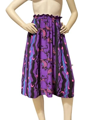 De Colección Diane Freis Falda De Colección Púrpura Seda Rosa Caliente Patrón de Peces Cintura Elástica S Foto 1 de 4