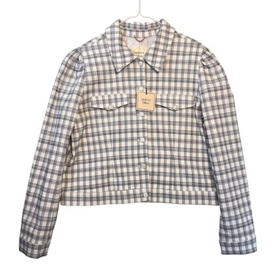 Chaqueta Blazer A Cuadros Recortada Anthro Autres Filles Nueva con Etiquetas para Mujer TALLA XL Blanca Azul Foto 1 de 4