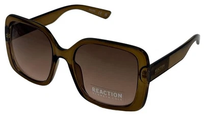Óculos de sol feminino Reaction marrom fosco quadrado plástico, lente gradiente KC1428. 45F - Imagem 1 de 4