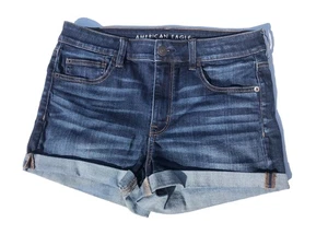 AE Next Level High-Waisted Denim Short Short - Deep Indigo (Size 12) - Picture 1 of 12