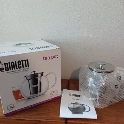 Bialetti Glass Tea Pot - 1 L / 34 Oz - Clear Glass & Silver - Stainless Infuser - Image 1 of 4