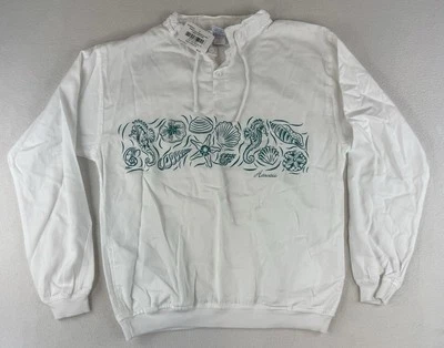 CAMISAS LOCAS Hawaii Blanco Algodón Sarga Pullover Top Para Hombre Pequeño Bolsillos EE. UU. Foto 1 de 4