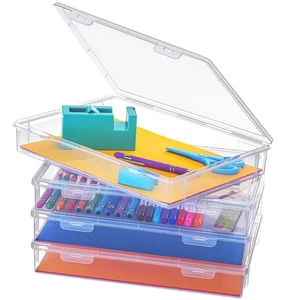 Caja de almacenamiento de papel para álbum de recortes A4 de 4 piezas organizadores de artesanías de almacenamiento para 8,5 x... - Imagen 1 de 7