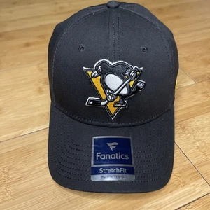Fanatics Pittsburgh Penguins Black Flex Stretch M/L Fitted Hat Cap NHL **SEE** - Picture 1 of 19
