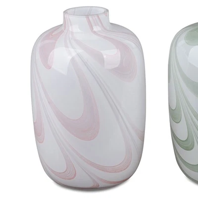 Glasvase, Flaschenvase MARMOR rund weiß rosa H. 23cm aus Glas Formano WA - Bild 1 von 2