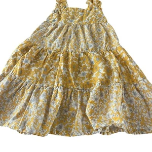 Carters Sundress Size 6/6X Cotton Yellow Floral Tiered Skirt - Picture 1 of 6