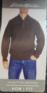 eddie bauer mens 1/4 button mock-neck sweater XL - Picture 1 of 8