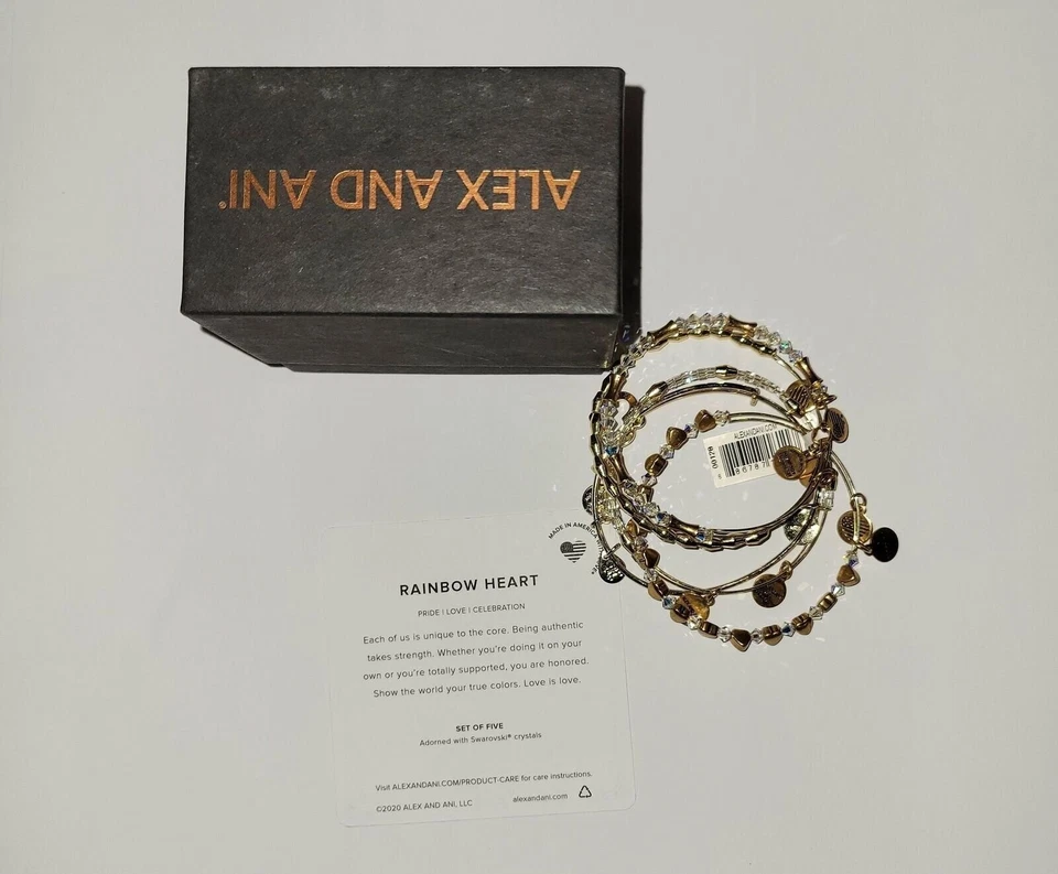Alex and Ani Crystal Infusion Rainbow Set of 5 Shiny Gold One Size