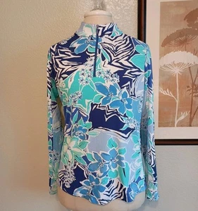IBKUL Damen M 1/4 Zip Top Amelia Print Cooling UPF50 Mesh Mock Neck Tiny Flaw - Bild 1 von 12