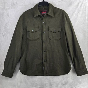 Schott NYC CPO Shirt Jacket Mens Large Wool Blend Military Civilian Olive Green - Picture 1 of 9