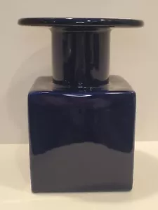 Jarrón Azul Cobalto Diseño Michael Graves Contemporáneo 8" de Alto Estilo 1990 - Imagen 1 de 8