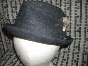 SOMBRERO DE COLECCIÓN AÑOS 50 PARA HOMBRE 7 KNOX LANA TWEED NEGRO CALIDAD FEDORA - Imagen 1 de 6