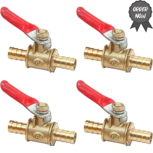 4 Pcs Forged Brass Ball Valve Mini Shut Off Switch, 5/16" Hose Barb x 5/16" Hose - Picture 1 of 6