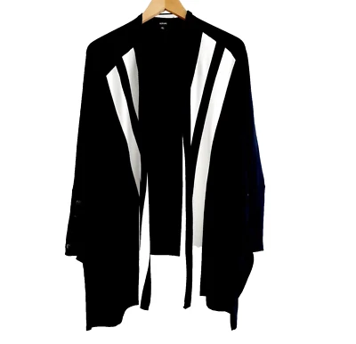 Кардиган Alfani глубокий черный белый в полоску спереди вязаный открытый передний ShrugCore PXL новый с Ярлыками - Изображение 1 из 4