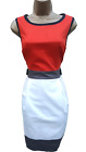 Größe 12 UK Karen Millen Rot Elfenbein Kontrast Schicht Kleid Büro Party Anlass