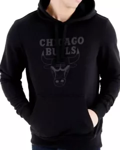 New Era Chicago Bulls All Black Team Logo Hoodie Sweater NBA Men's Size XXL - Picture 1 of 8
