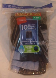 HANES BOYS TAGLESS BOXER BRIEFS SIZE LARGE (10) PACK COMFY TO WEAR NEW - Picture 1 of 2