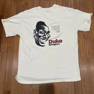 Vintage 90s Duke Ellington Big Face T-Shirt L Down Beat Jazz Pianist Band Tee - Picture 1 of 5