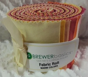 Rollo de tela sólida de algodón acolchado Brewer Basics, 20 tiras-2,5", colores cálidos - Imagen 1 de 3