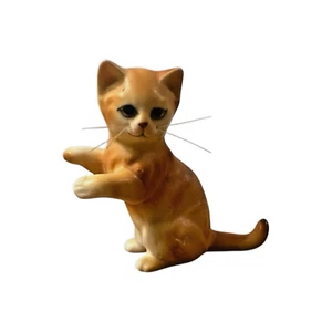 BONE CHINA Japan Miniature Standing Cat Kitten Kitty Orange Tabby Vintage 2" - Picture 1 of 10