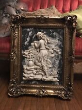 Antique Style Bas Relief Picture Neoclassical Female Marble-like  17.75x22”