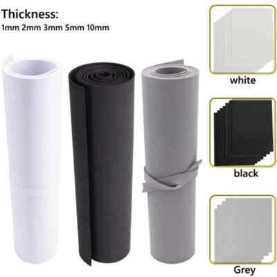 1~10mm Thick White/ Black/Grey EVA Foam Sheets Handmade DIY Craft Cosplay Model - Image 1 of 4