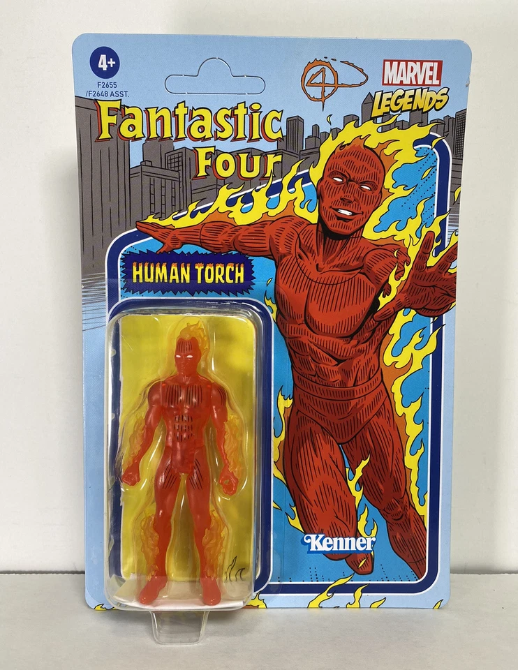Hasbro Marvel Legends Retro Fantastic Four Human Torch Kenner 3.75 Mint