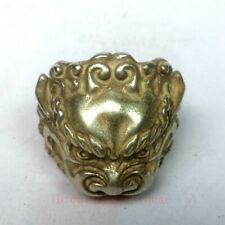 Chinese Tibet Silver Carving Lion Head Statue Ring Decoration Gift Collection