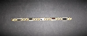 Unisex Vintage Braclet Black Onyx Silver 9 Inches - Picture 1 of 10