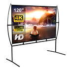120 Inch Foldable Projector Screen with Stand, Portable Movie Screen 16：9  4K HD