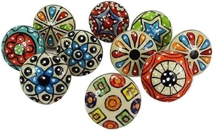 10 Pieces Set Dotted Ceramic Cabinet Colorful Knobs Furniture Handle Drawer Pull - Picture 1 of 6