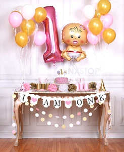 Baby Girl 1st Birthday Decorations Party Supplies Cake Topper Balloon Banner - Picture 1 of 9