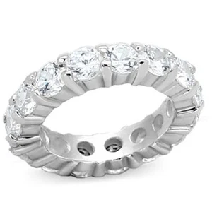 Silver band ring cz 4mm sterling wedding full eternity size i usa 4 932 - Picture 1 of 4