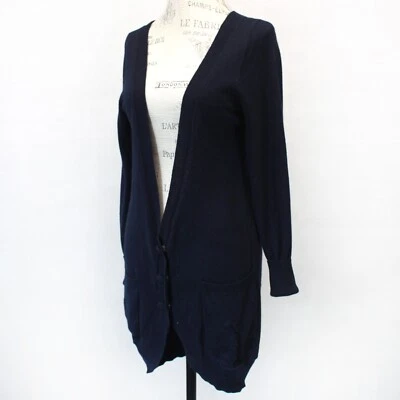 Maje Cat silk cashmere blend long navy cardigan sweater pockets T3 medium - Image 1 of 4